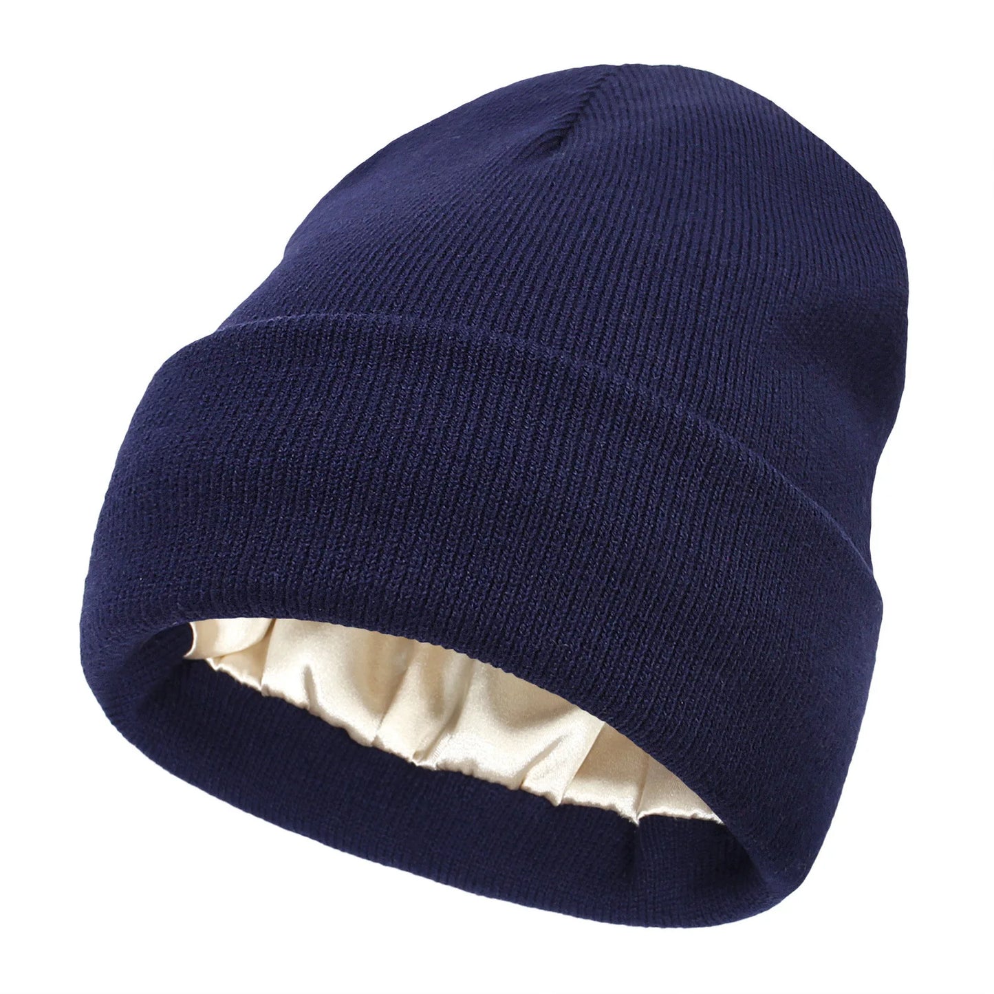 Satin Lined Anti Static Beanie for Women Winter No Static 2 Layer Knitted Hat Silk Satin Bonnet Hair Cover Sleep Cap SkiSkullies