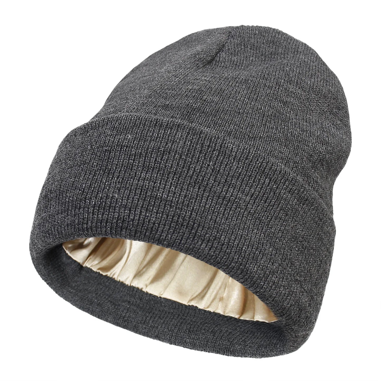 Satin Lined Anti Static Beanie for Women Winter No Static 2 Layer Knitted Hat Silk Satin Bonnet Hair Cover Sleep Cap SkiSkullies